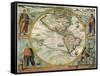 Old World Map 1597-null-Framed Stretched Canvas