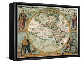 Old World Map 1597-null-Framed Stretched Canvas