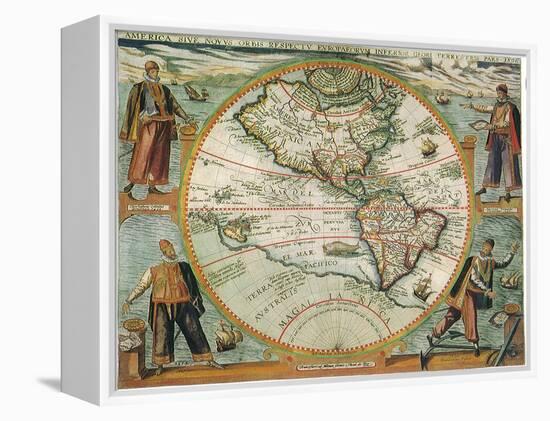 Old World Map 1597-null-Framed Stretched Canvas