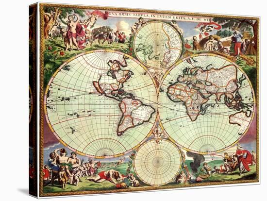 Old World Map 1675-null-Stretched Canvas