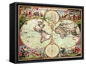 Old World Map 1675-null-Framed Stretched Canvas