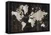 Old World Map Black-Wild Apple Portfolio-Framed Stretched Canvas