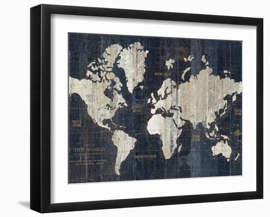 Old World Map Blue Crop-Wild Apple Portfolio-Framed Art Print