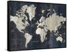 Old World Map Blue Crop-Wild Apple Portfolio-Framed Stretched Canvas