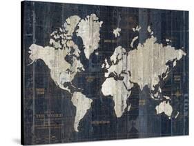 Old World Map Blue v2-Wild Apple Portfolio-Stretched Canvas