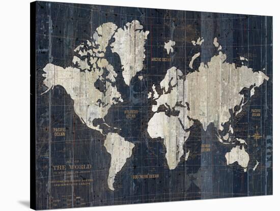 Old World Map Blue v2-Wild Apple Portfolio-Stretched Canvas