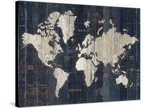 Old World Map Blue v2-Wild Apple Portfolio-Stretched Canvas