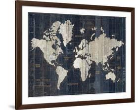 Old World Map Blue v2-Wild Apple Portfolio-Framed Art Print