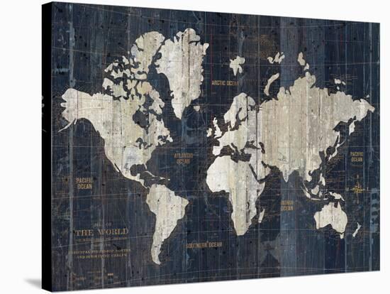 Old World Map Blue v2-Wild Apple Portfolio-Stretched Canvas