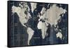 Old World Map Blue-Wild Apple Portfolio-Framed Stretched Canvas