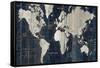 Old World Map Blue-Wild Apple Portfolio-Framed Stretched Canvas