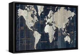 Old World Map Blue-Wild Apple Portfolio-Framed Stretched Canvas