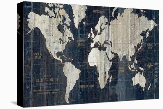 Old World Map Blue-Wild Apple Portfolio-Stretched Canvas