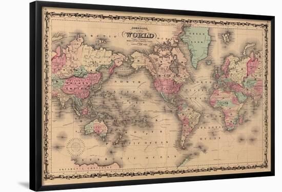 Old World Map Colorful Art Print Poster-null-Framed Poster