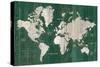 Old World Map Green-Wild Apple Portfolio-Stretched Canvas
