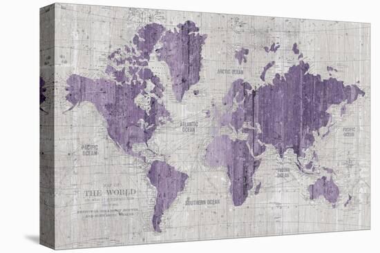 Old World Map Purple Gray-Wild Apple Portfolio-Stretched Canvas