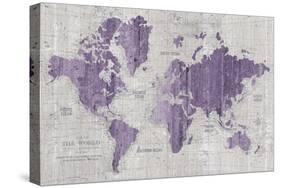 Old World Map Purple Gray-Wild Apple Portfolio-Stretched Canvas