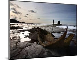 Old Wreck and Black Nab at Saltwick Bay, Near Whitby, North Yorkshire, Yorkshire, England, UK-Mark Sunderland-Mounted Photographic Print