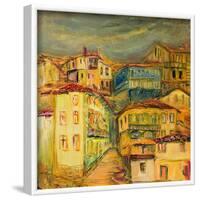 Old Yellow Village Houses-kirilstanchev-Framed Art Print