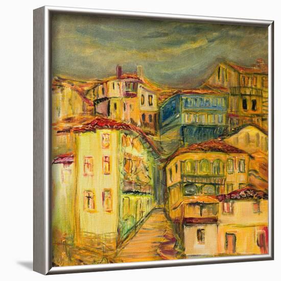 Old Yellow Village Houses-kirilstanchev-Framed Art Print