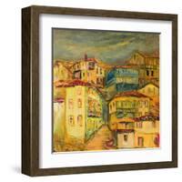 Old Yellow Village Houses-kirilstanchev-Framed Art Print