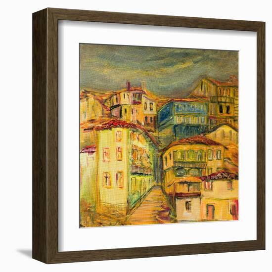 Old Yellow Village Houses-kirilstanchev-Framed Art Print