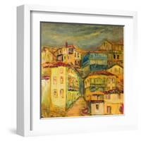 Old Yellow Village Houses-kirilstanchev-Framed Art Print