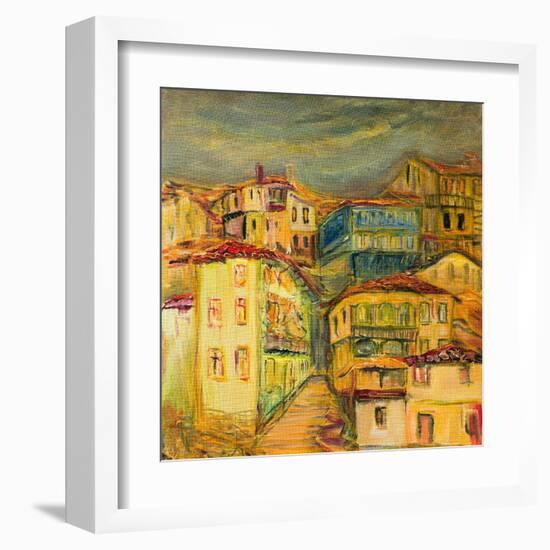 Old Yellow Village Houses-kirilstanchev-Framed Art Print