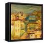 Old Yellow Village Houses-kirilstanchev-Framed Stretched Canvas