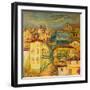 Old Yellow Village Houses-kirilstanchev-Framed Art Print