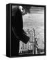 Older Man Feeding Birds Perched on a Fence in Hyde Park-Cornell Capa-Framed Stretched Canvas