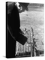 Older Man Feeding Birds Perched on a Fence in Hyde Park-Cornell Capa-Stretched Canvas