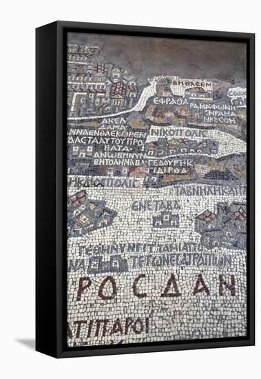 Oldest Map of Palestine, Mosaic, Dated Ad 560, St. George's Church, Madaba, Jordan, Middle East-Richard Maschmeyer-Framed Stretched Canvas