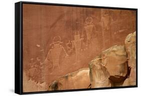 Oldest Pueblos and Navajos Tracks of Art on the Cliffs of Monument Valley-Olivier Goujon-Framed Stretched Canvas