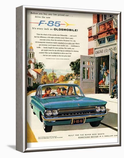 Oldsmobile-Drive the New F-85-null-Framed Art Print