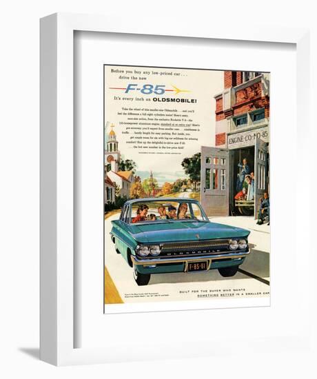 Oldsmobile-Drive the New F-85-null-Framed Art Print