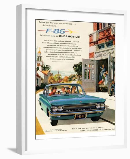 Oldsmobile-Drive the New F-85-null-Framed Art Print