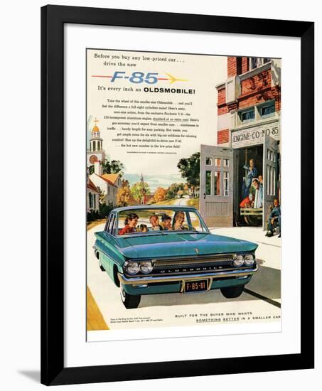 Oldsmobile-Drive the New F-85-null-Framed Art Print