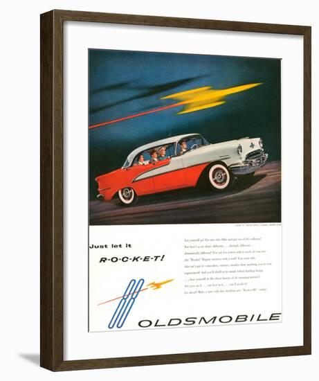 Oldsmobile-Just Let It Rocket-null-Framed Art Print