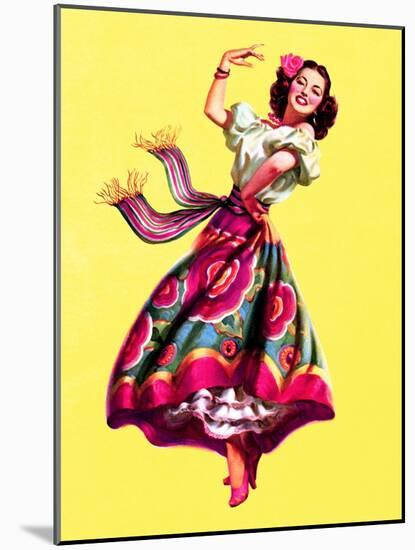 Ole! Dancing Pin-Up c1940s-Art Frahm-Mounted Art Print