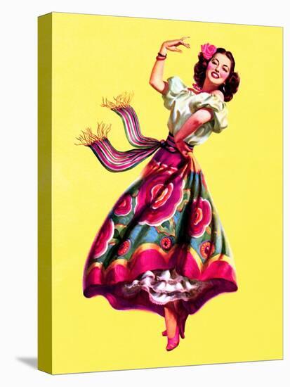 Ole! Dancing Pin-Up c1940s-Art Frahm-Stretched Canvas