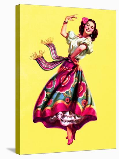 Ole! Dancing Pin-Up c1940s-Art Frahm-Stretched Canvas