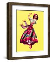 Ole! Dancing Pin-Up c1940s-Art Frahm-Framed Art Print