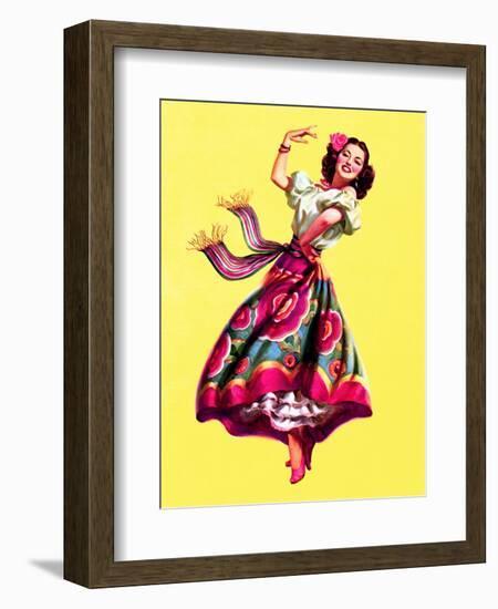 Ole! Dancing Pin-Up c1940s-Art Frahm-Framed Art Print