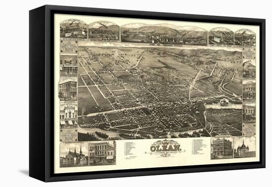 Olean, New York - Panoramic Map-Lantern Press-Framed Stretched Canvas