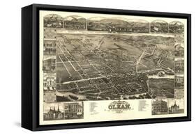 Olean, New York - Panoramic Map-Lantern Press-Framed Stretched Canvas