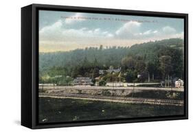 Olean, New York - WNY&P Railroad Lines; Riverhurst Park Entrance Scene-Lantern Press-Framed Stretched Canvas