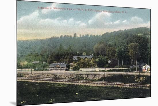 Olean, New York - WNY&P Railroad Lines; Riverhurst Park Entrance Scene-Lantern Press-Mounted Premium Giclee Print