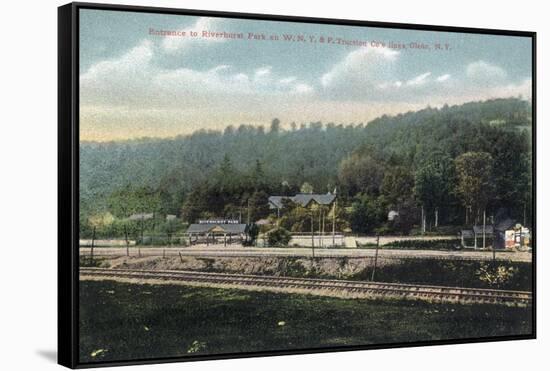 Olean, New York - WNY&P Railroad Lines; Riverhurst Park Entrance Scene-Lantern Press-Framed Stretched Canvas