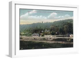 Olean, New York - WNY&P Railroad Lines; Riverhurst Park Entrance Scene-Lantern Press-Framed Art Print